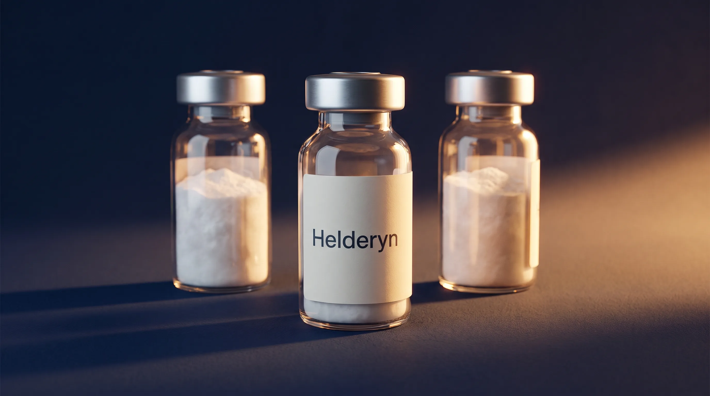 Helderyn research peptide vials — studio product photography